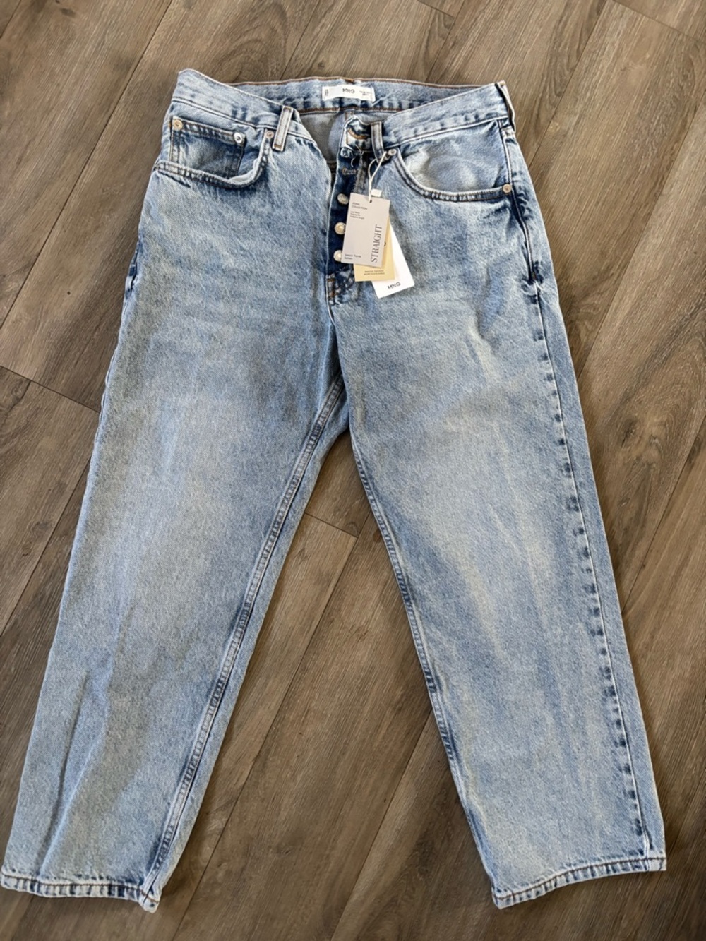 MNG Straight Jeans with Button Fly